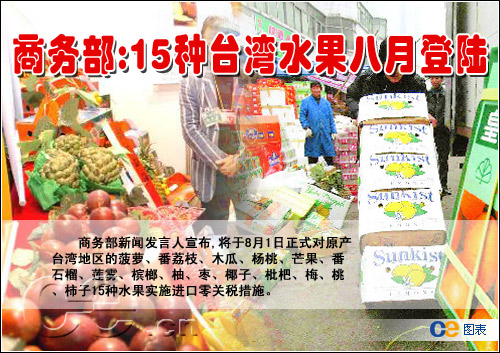 商务部:8月1日起15种台湾水果零关税登大陆_
