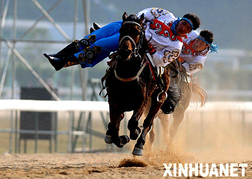民族运动会精彩瞬间:马术表演惊险刺激(组图)