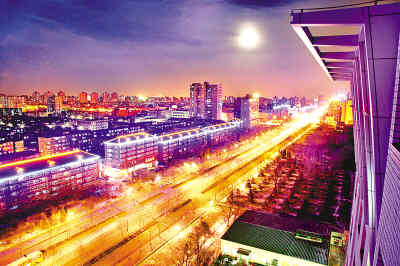 北京长安街西延长线景观工程夜晚绽放