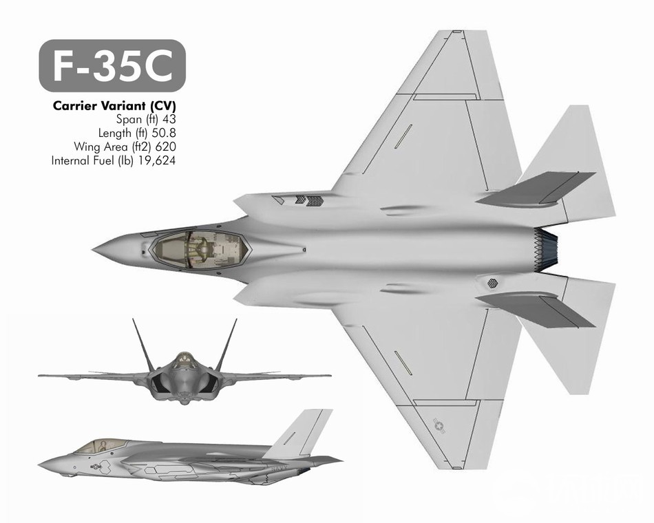 f-35c型舰载机三视图